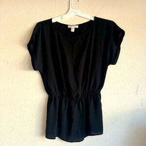 Forever 21 Essentials Black scoop neck cinch waist top